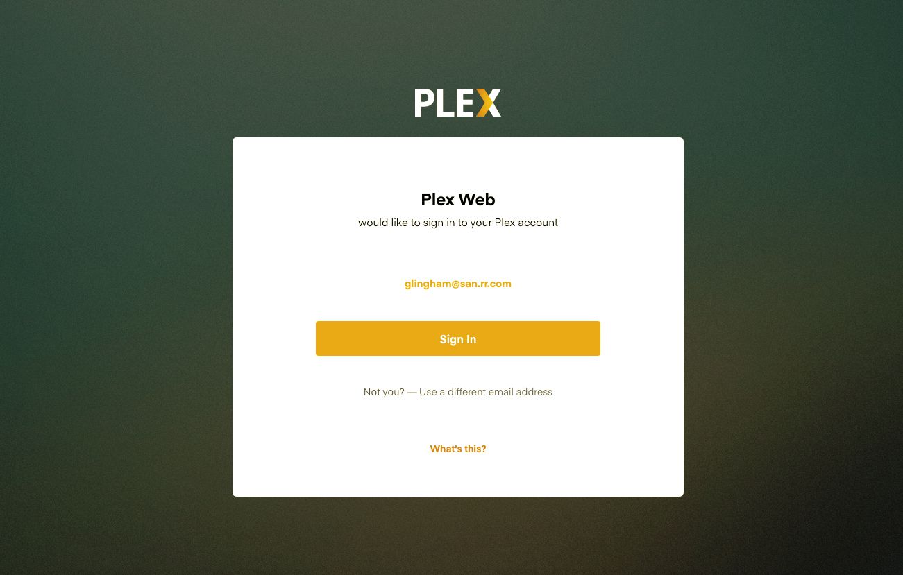 Du blir ombedd att logga in på ditt Plex-konto
