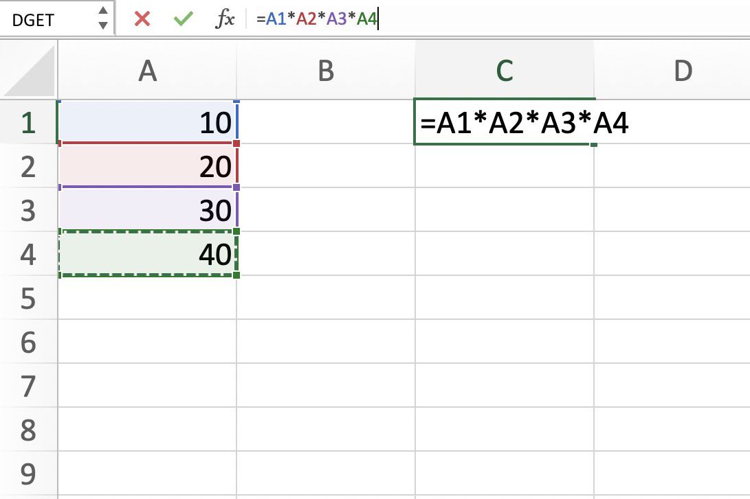 Skärmdump av Excel som visar en formel kan ändras