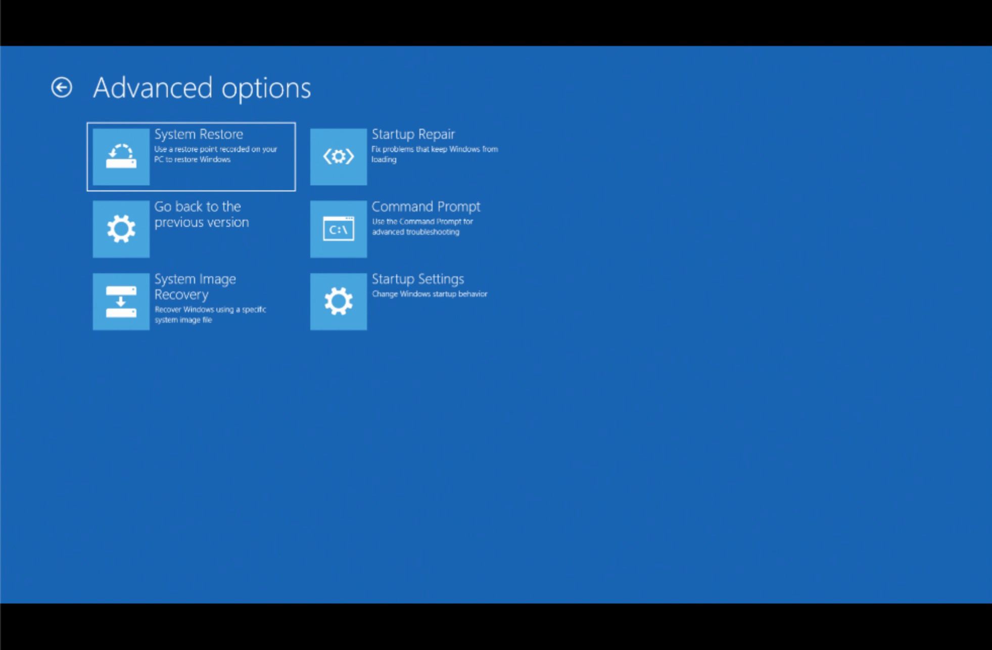 Systemåterställningsalternativ för Windows 10 PC
