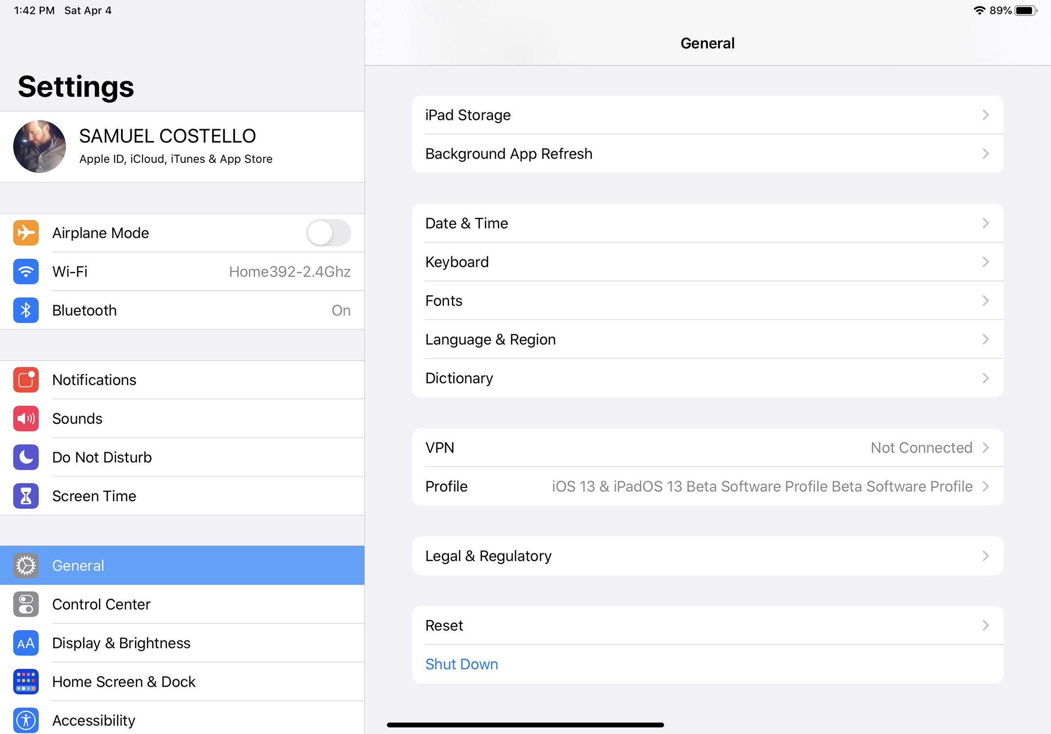 Skärmdump av återställningsalternativ för iPad