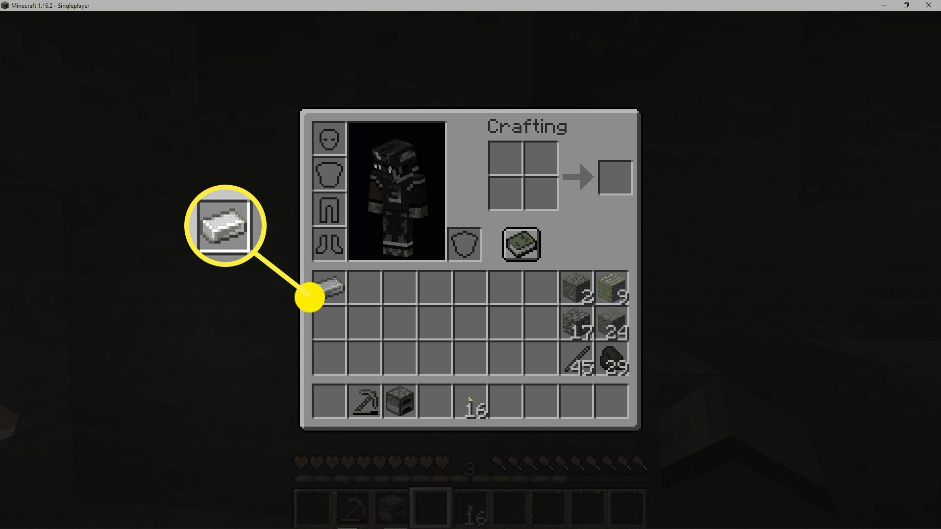 En skärmdump av en järnmalm i Minecraftt.
