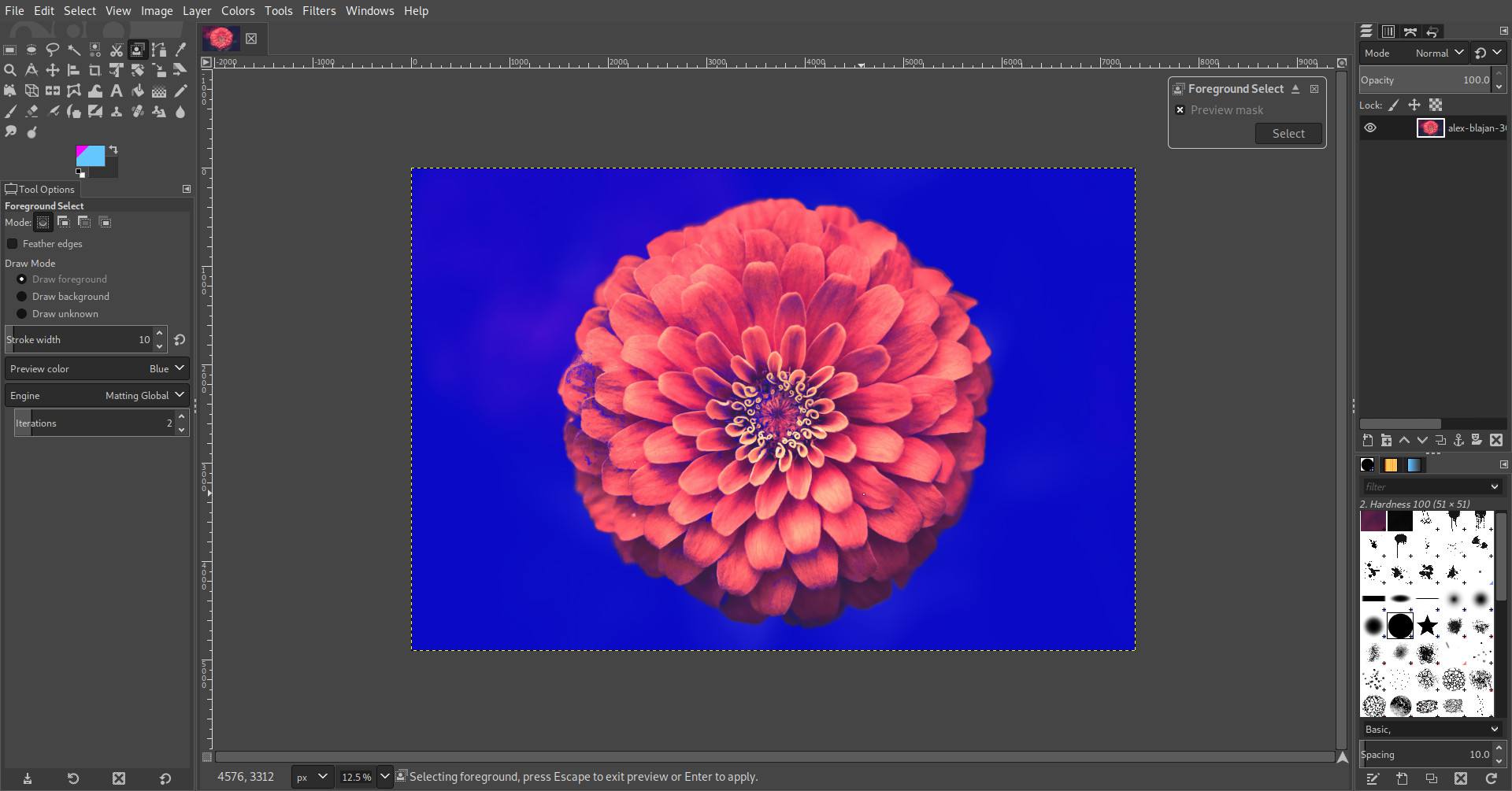 GIMP förgrundsval färguppsättning