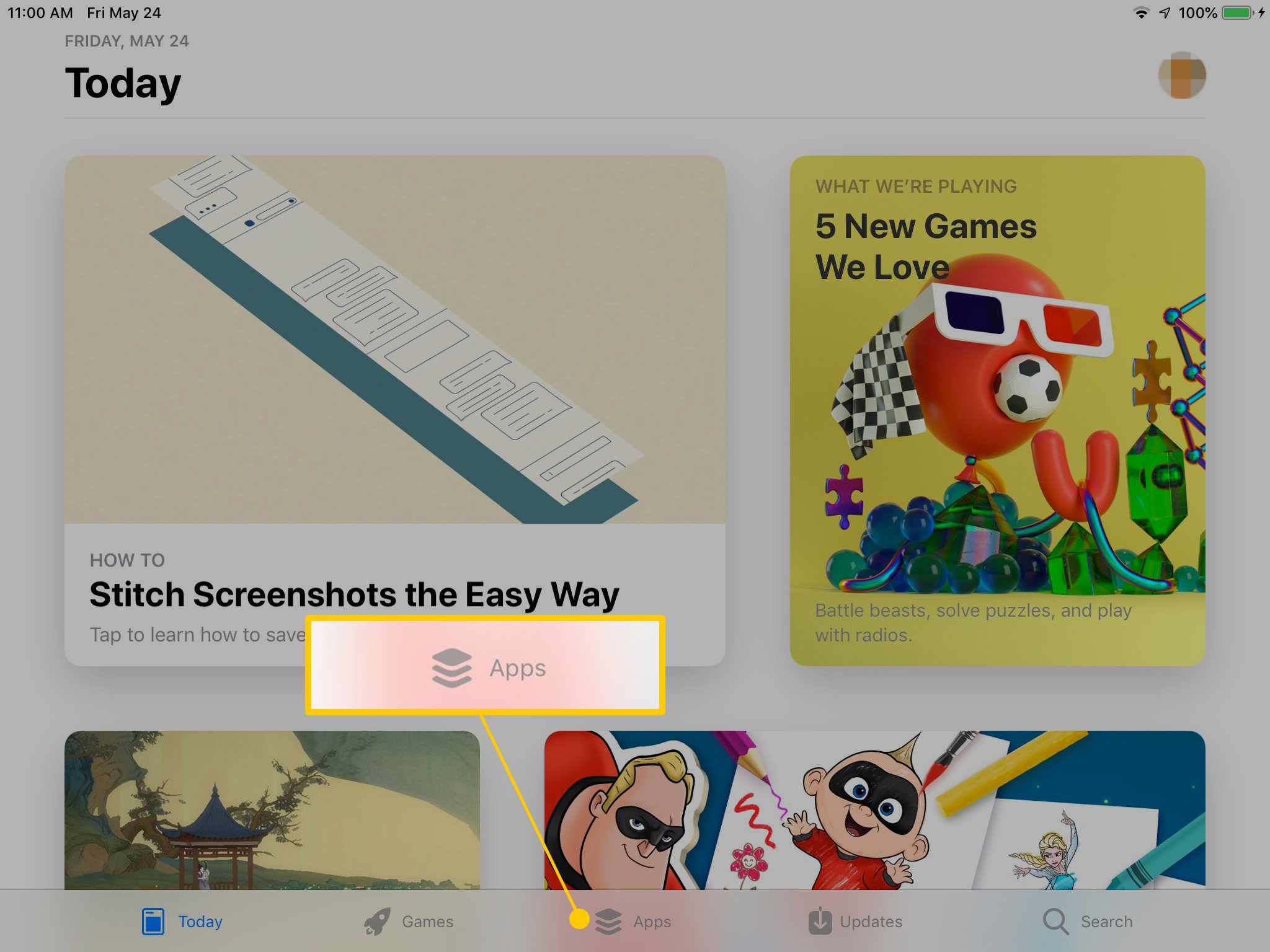 Apps-ikonen på idag-skärmen i App Store på iPad
