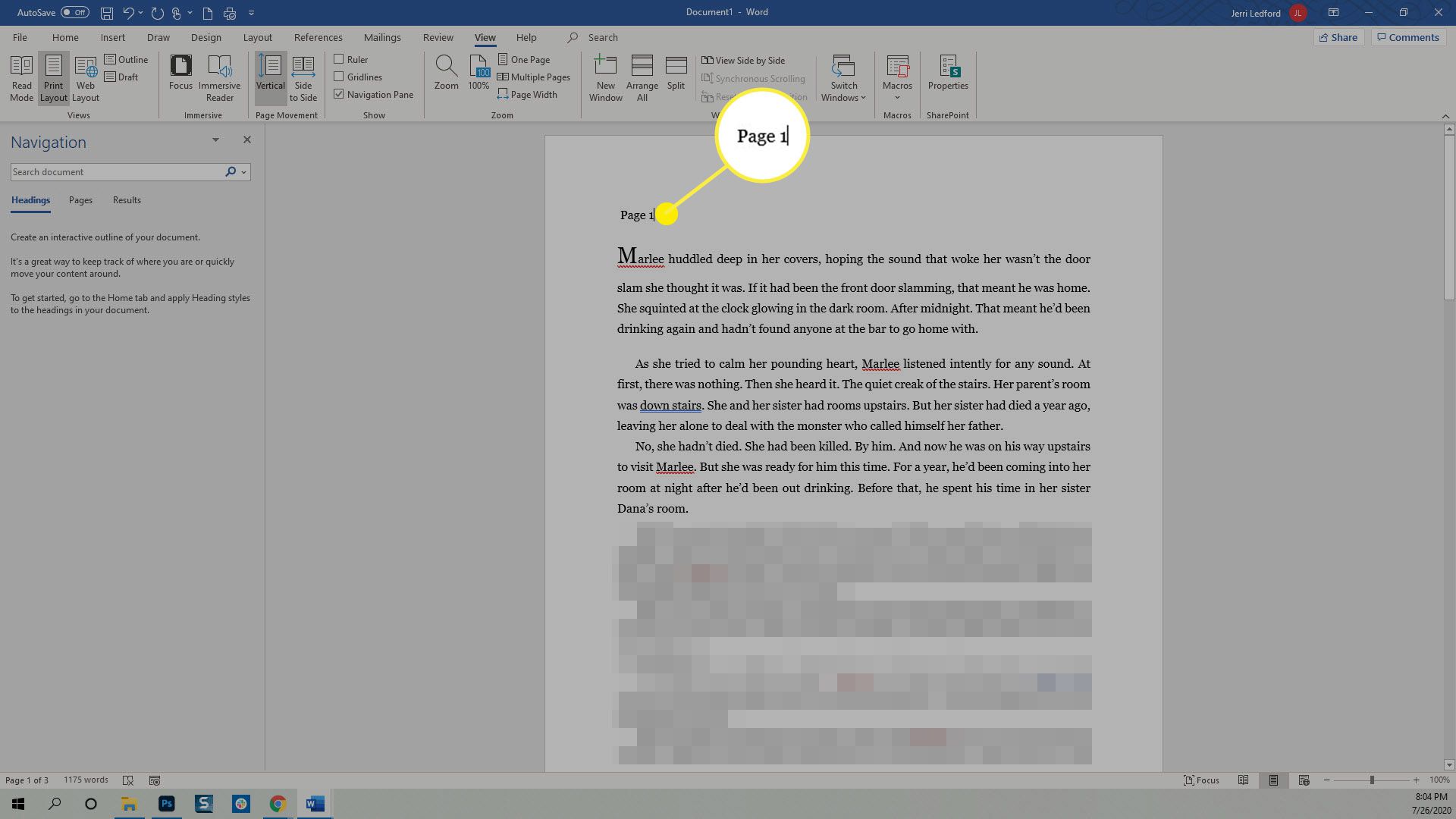 Text i ett Microsoft Word-dokument.