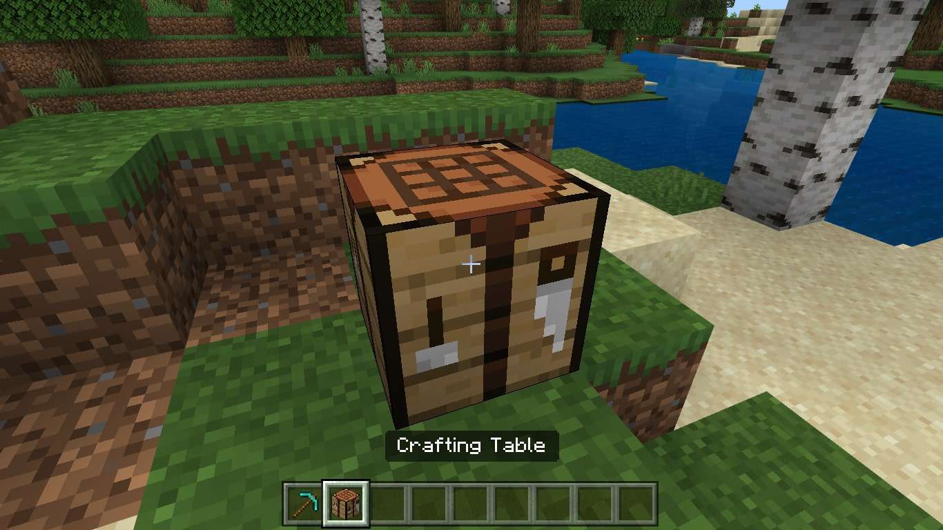 Ett hantverksbord i Minecraft