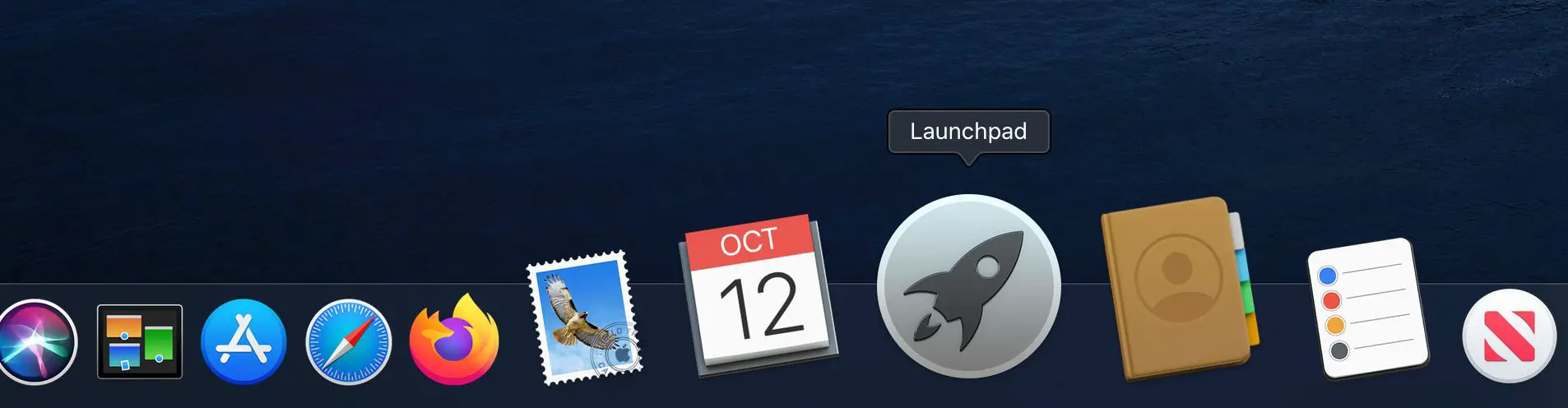 Launchpad -ikon på dockningsstation för Macbook