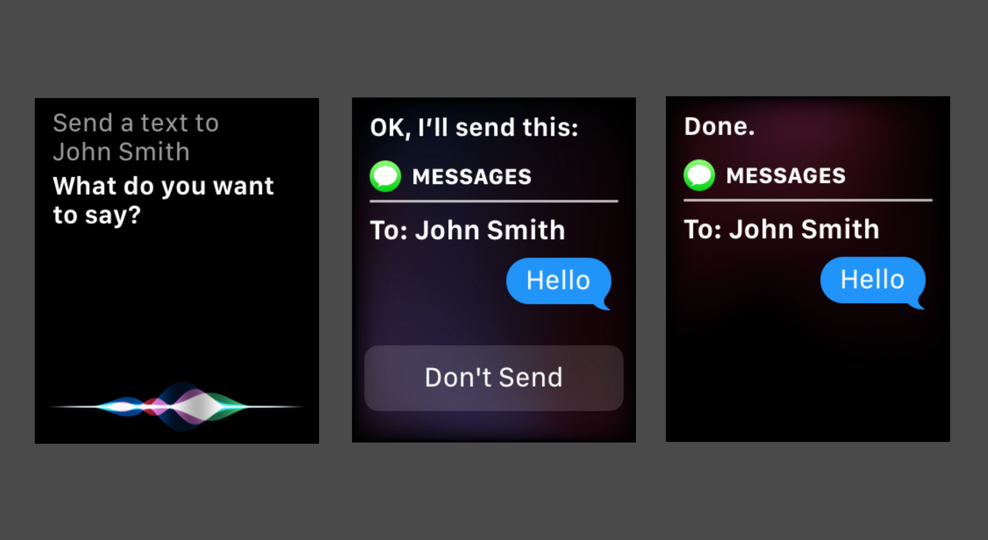Använda Siri för att skicka en text från Apple Watch