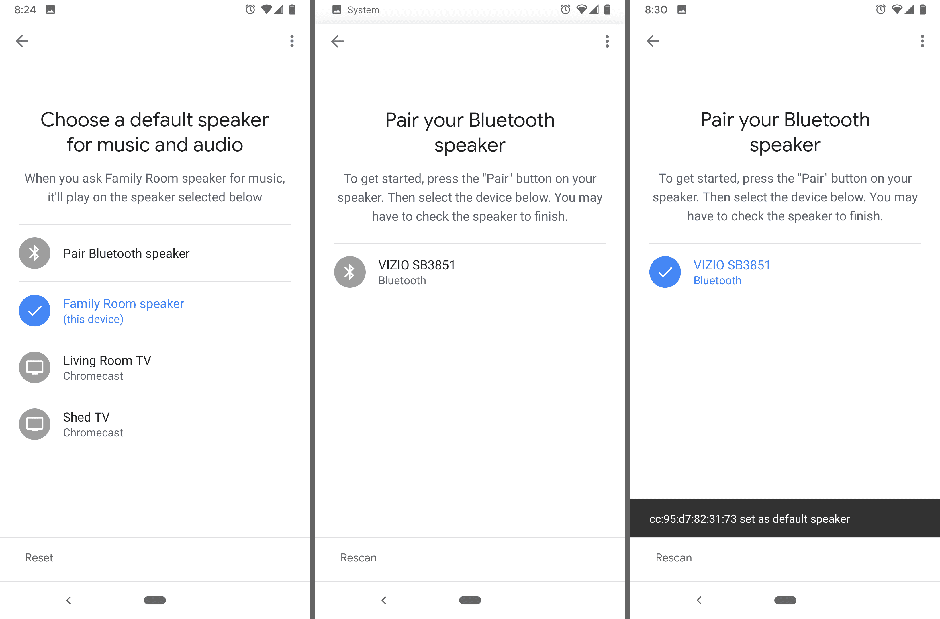 Google Home -par Bluetooth -högtalarknapp