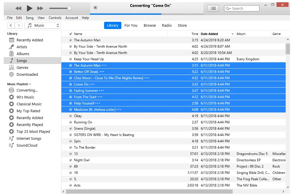 iTunes-konverteringsprocess i Windows 8
