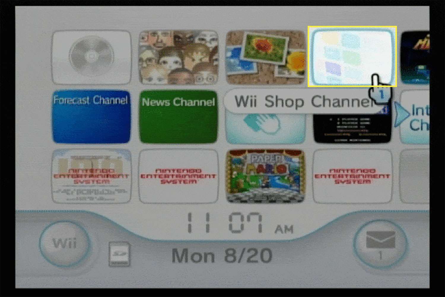 Wii Shop Channel på Wii-instrumentpanelen