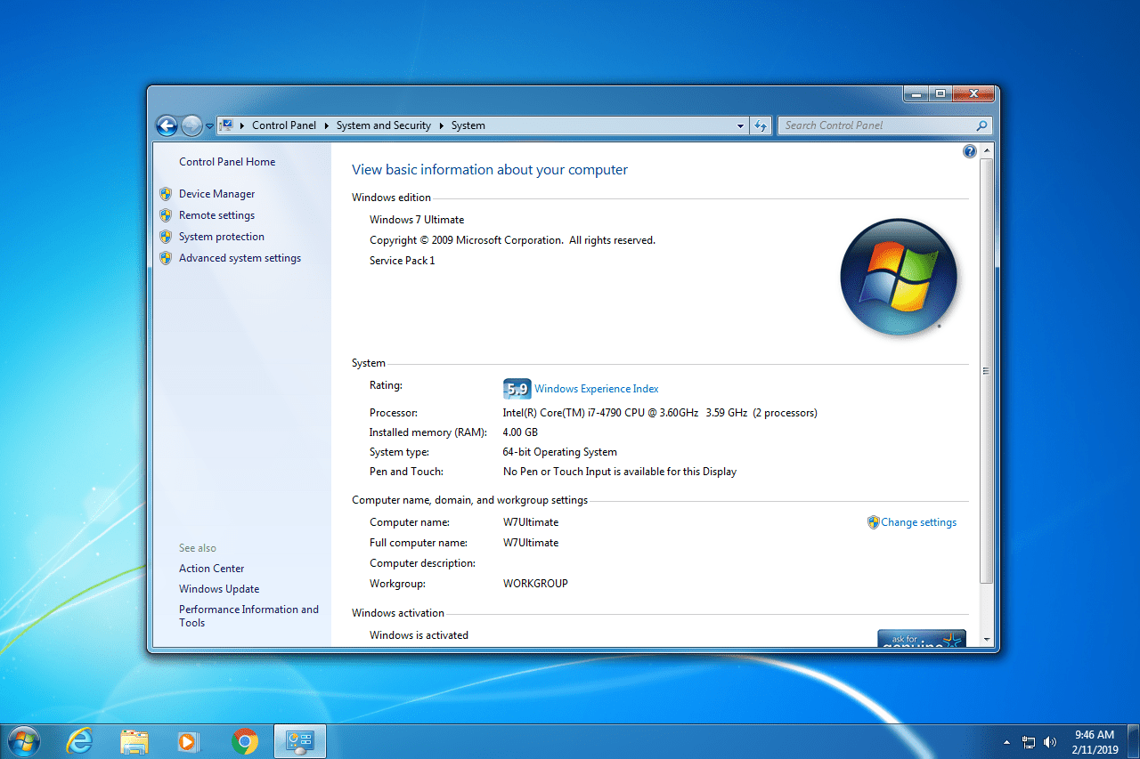 Windows 7-systeminformation
