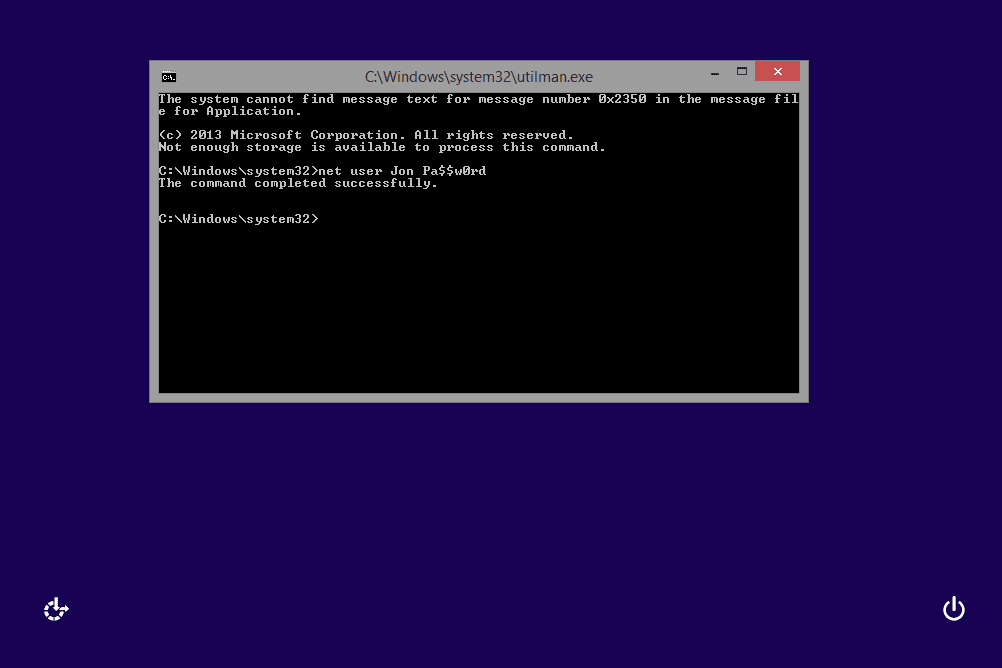 återställning av nätkommandot i Windows 8 Command Prompt