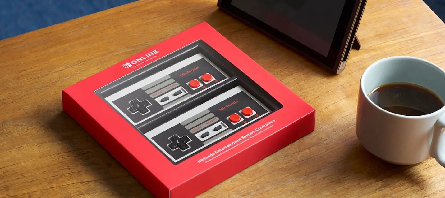 Klassiska trådlösa NES-kontroller.