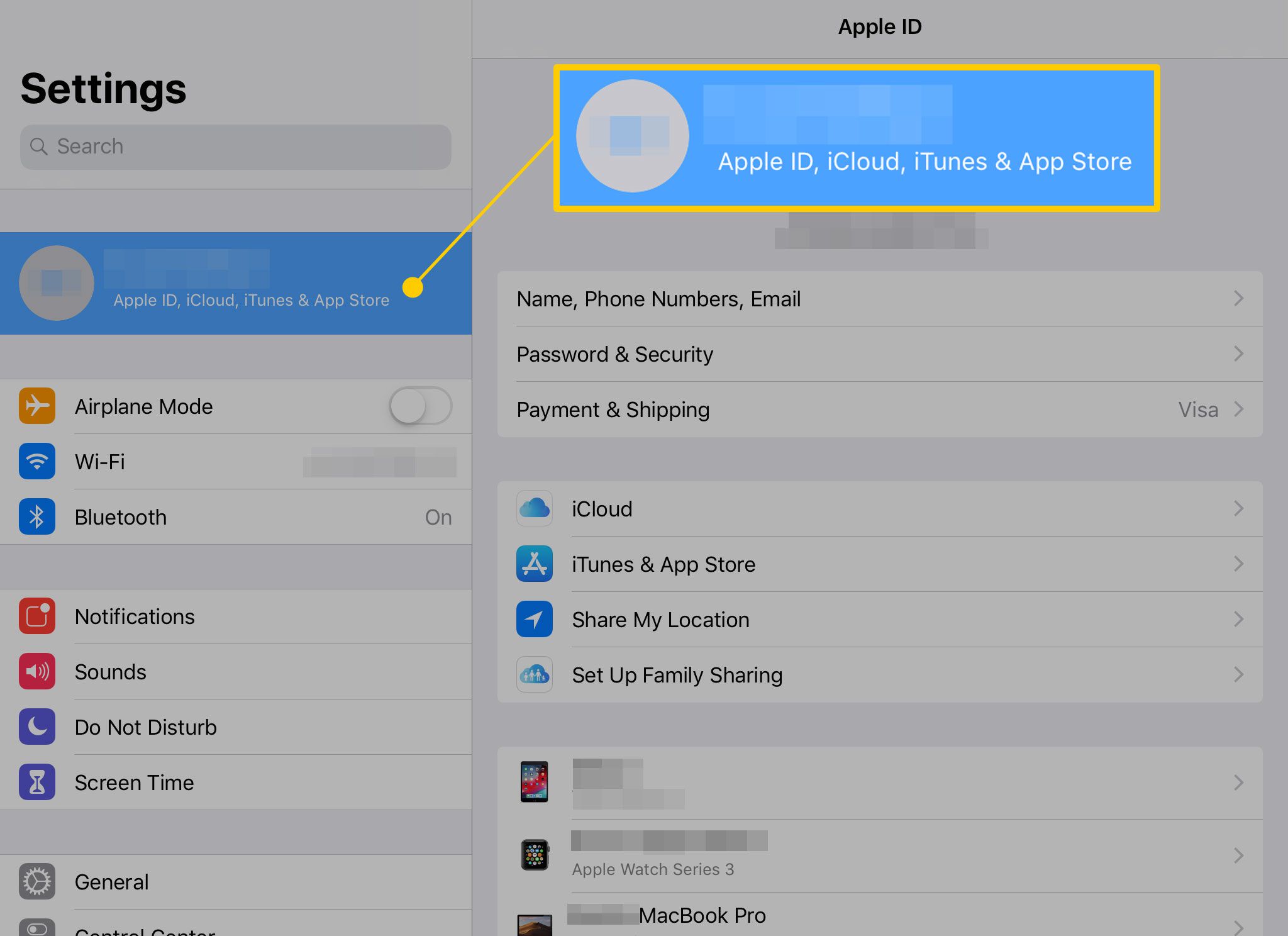 Apple-ID i Inställningar på en iPad