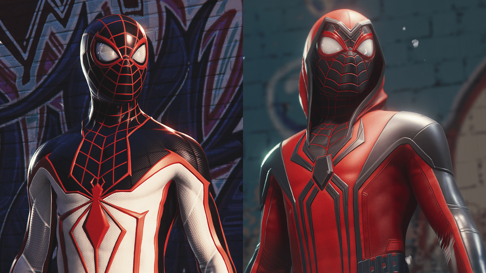 Två vyer av Miles Morales som Spiderman.