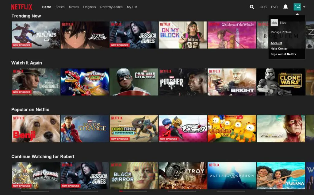 netflix home page with account prompt 5abe9321c064710037911c7a