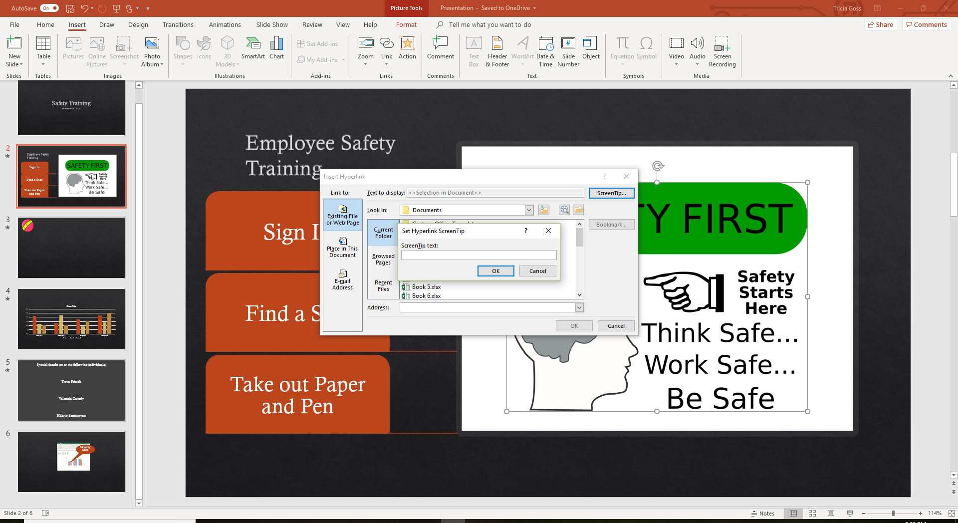 En skärmdump av infoga en ScreenTip i PowerPoint.
