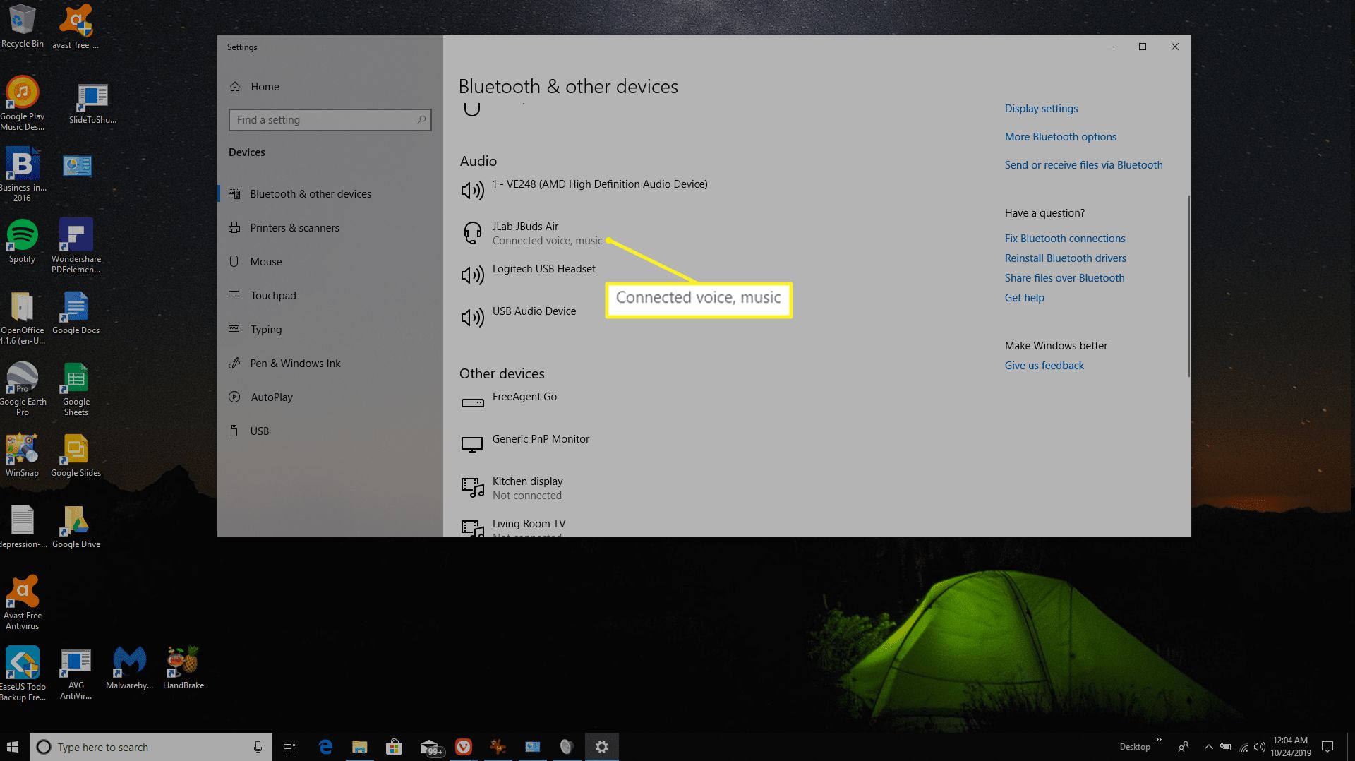 lista över bluetooth -enheter i Windows 10