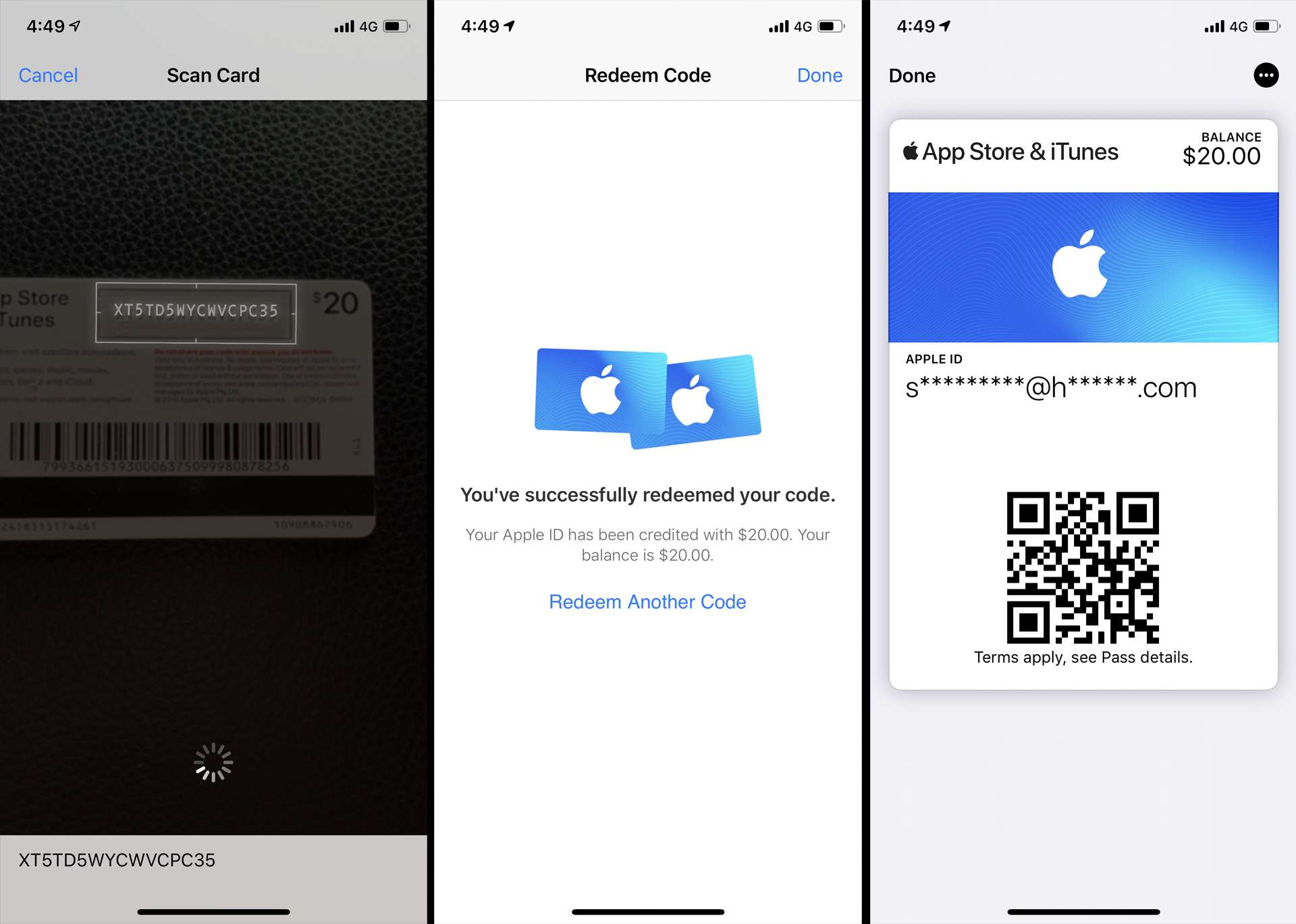 Lös in ett presentkort i iPhone App Store -appen och se kredit i Wallet -appen.