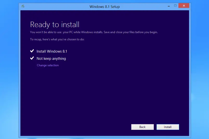 Redo att installera granskningssidan i installationen av Windows 8.1