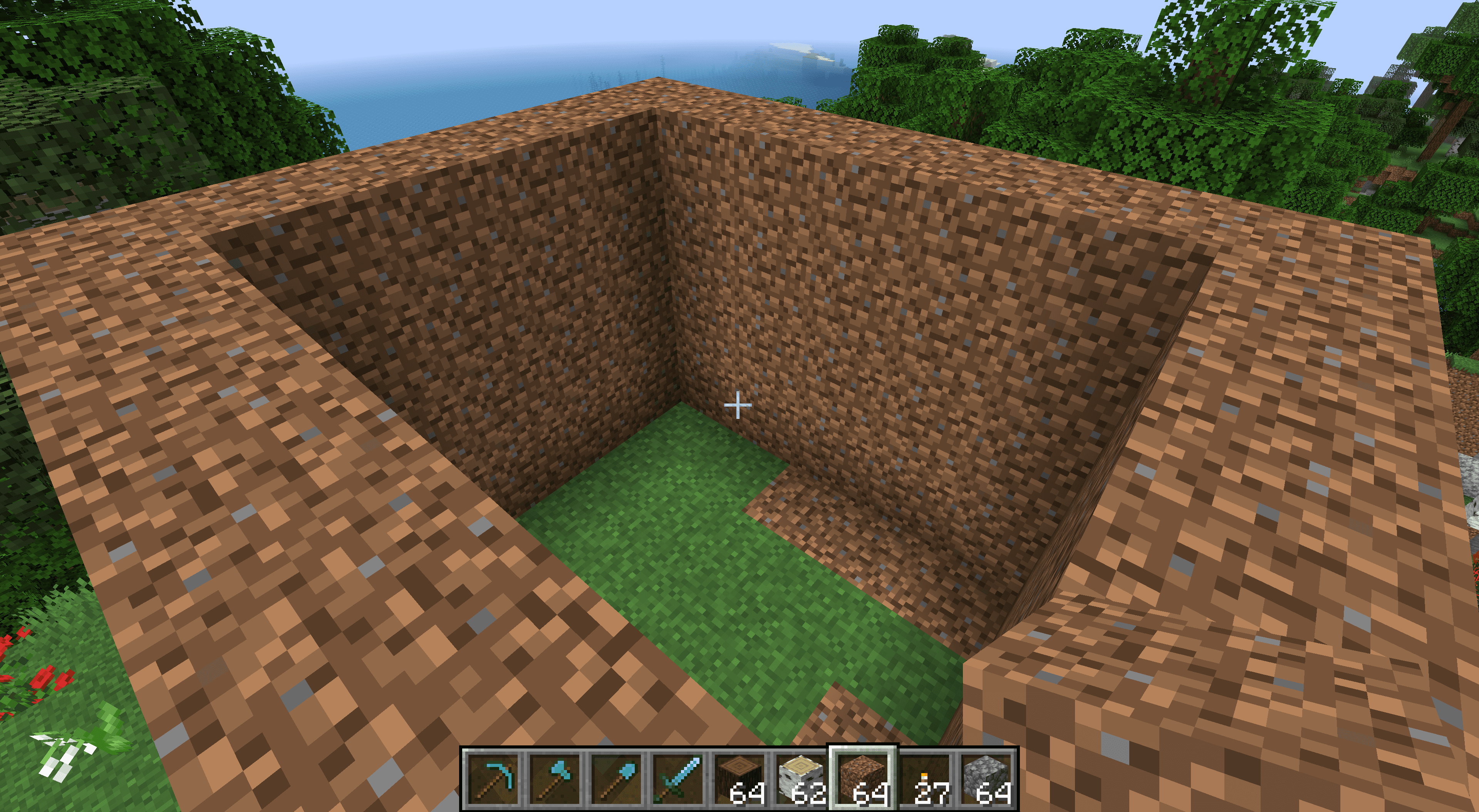 Smutsväggar för ett Minecraft -hus.