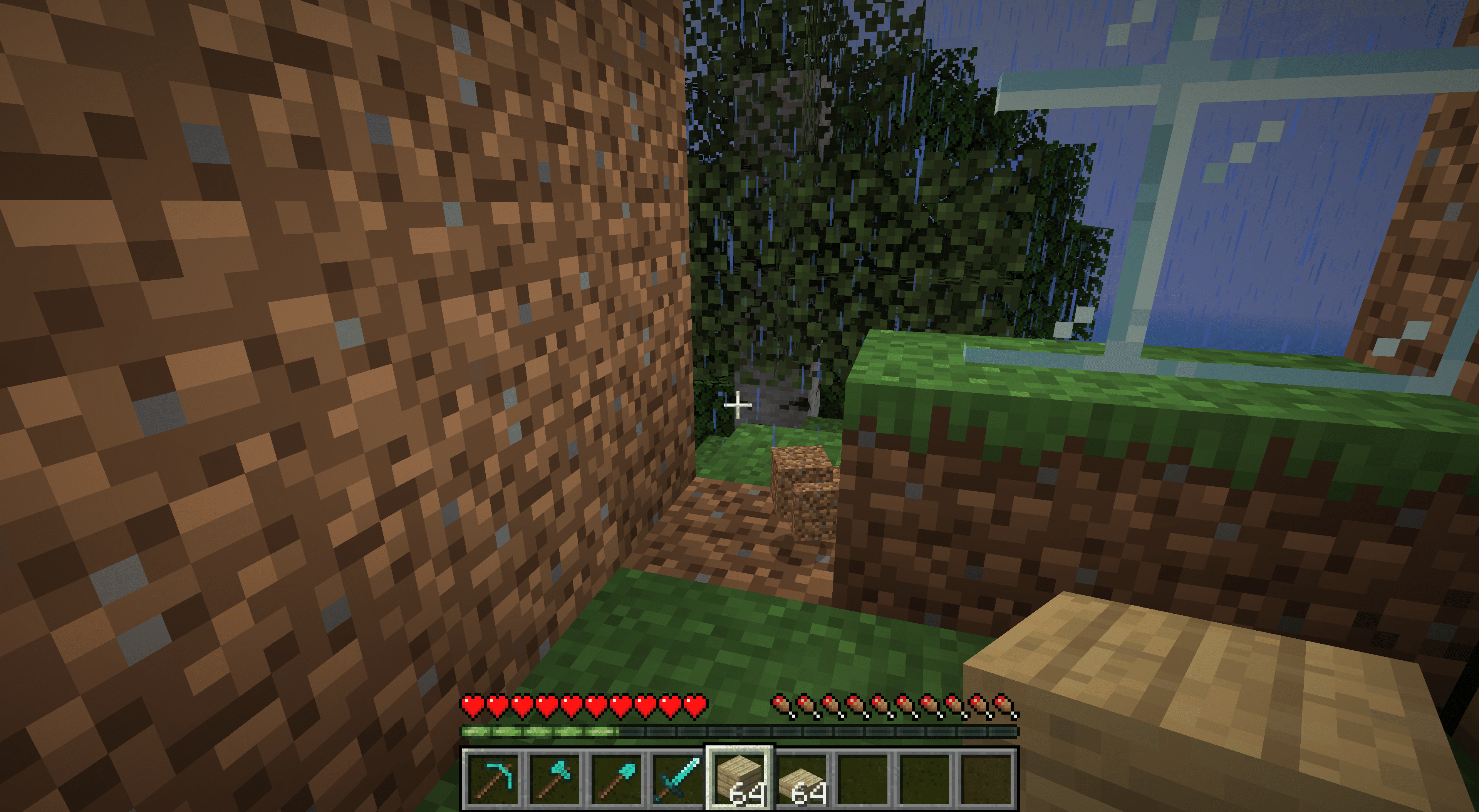 Byte av smutsväggar i ett Minecraft -hus.
