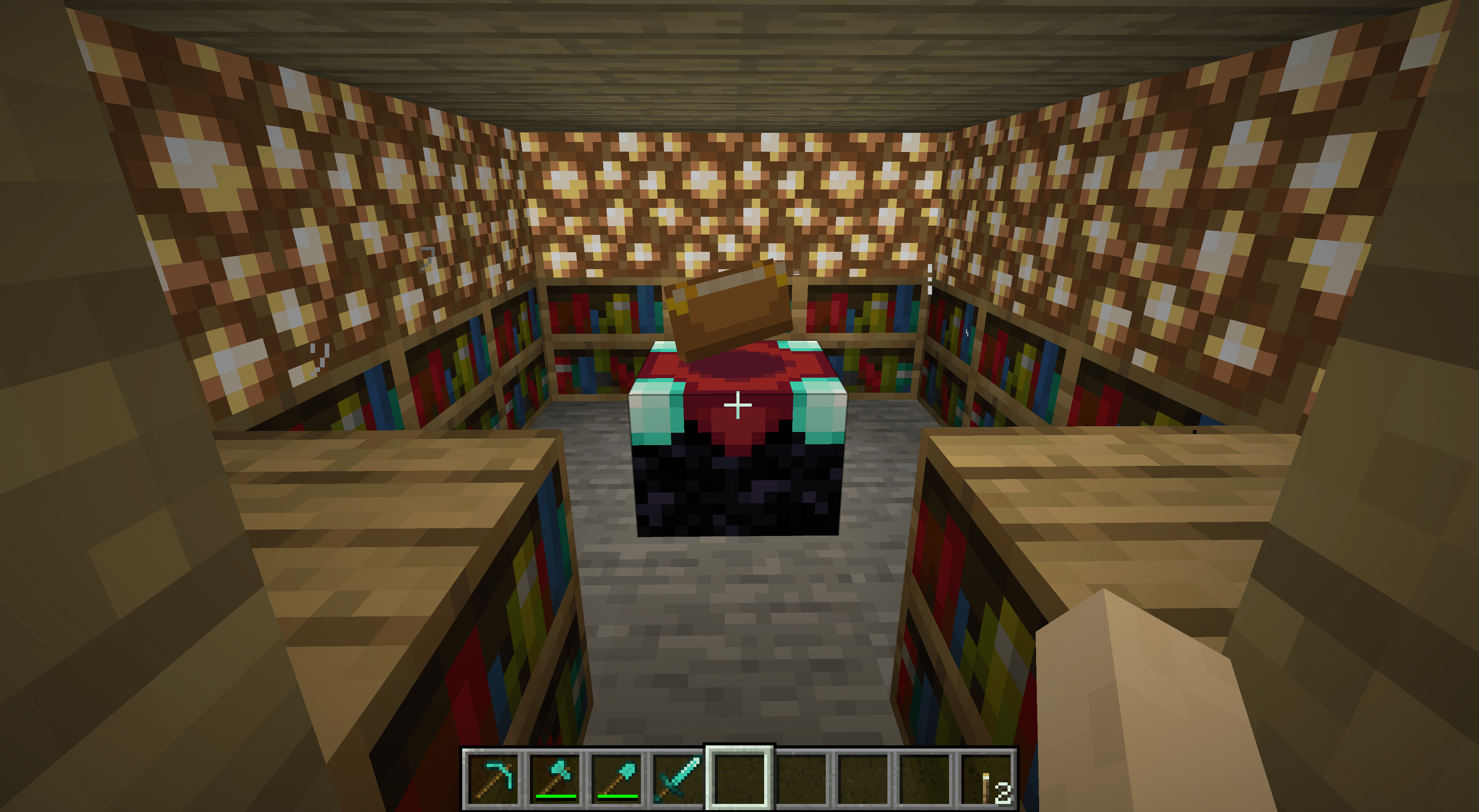 Ett färdigt förtrollande rum i ett Minecraft -hus.