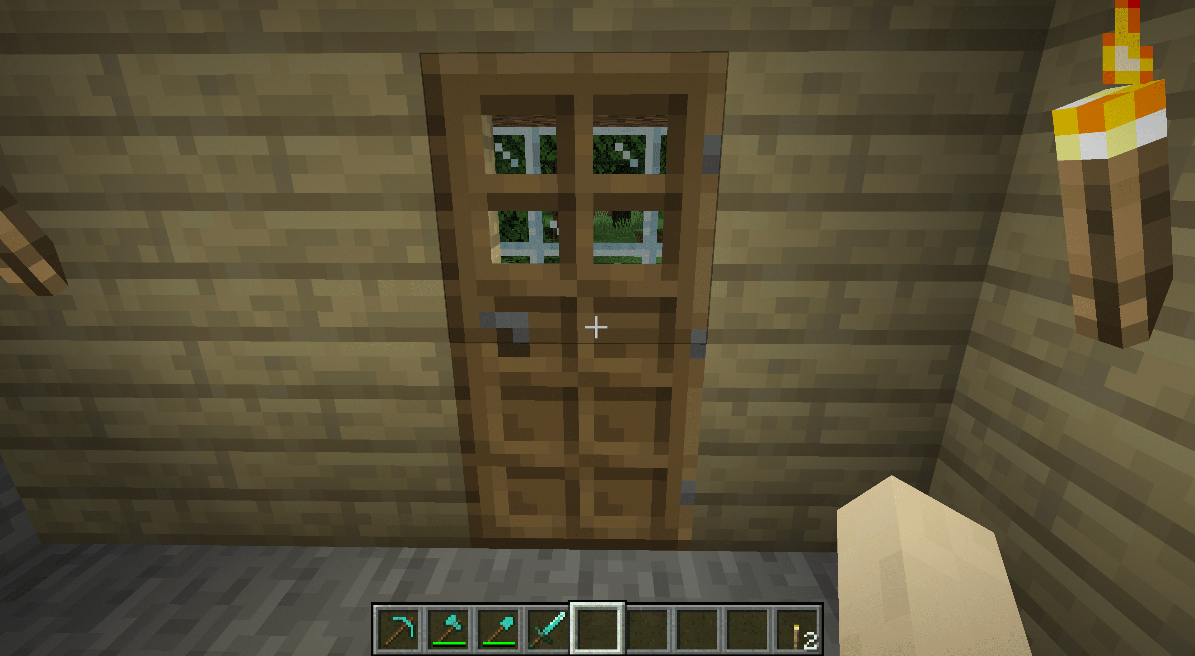 En dörr som leder till en gruva i Minecraft.
