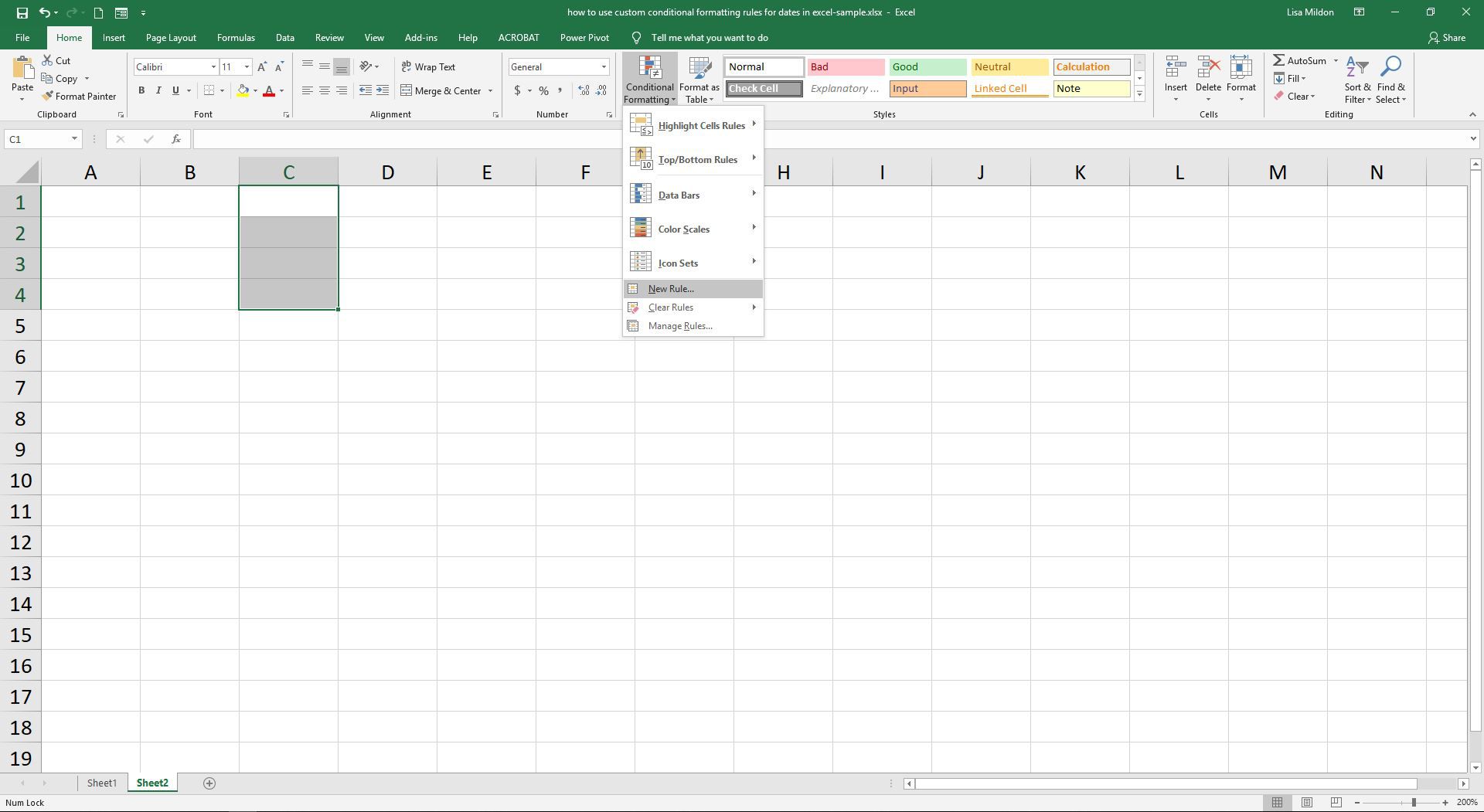 Excel skapar en ny villkorlig regel