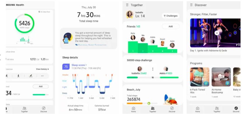 Samsung Health -app för stegspårning