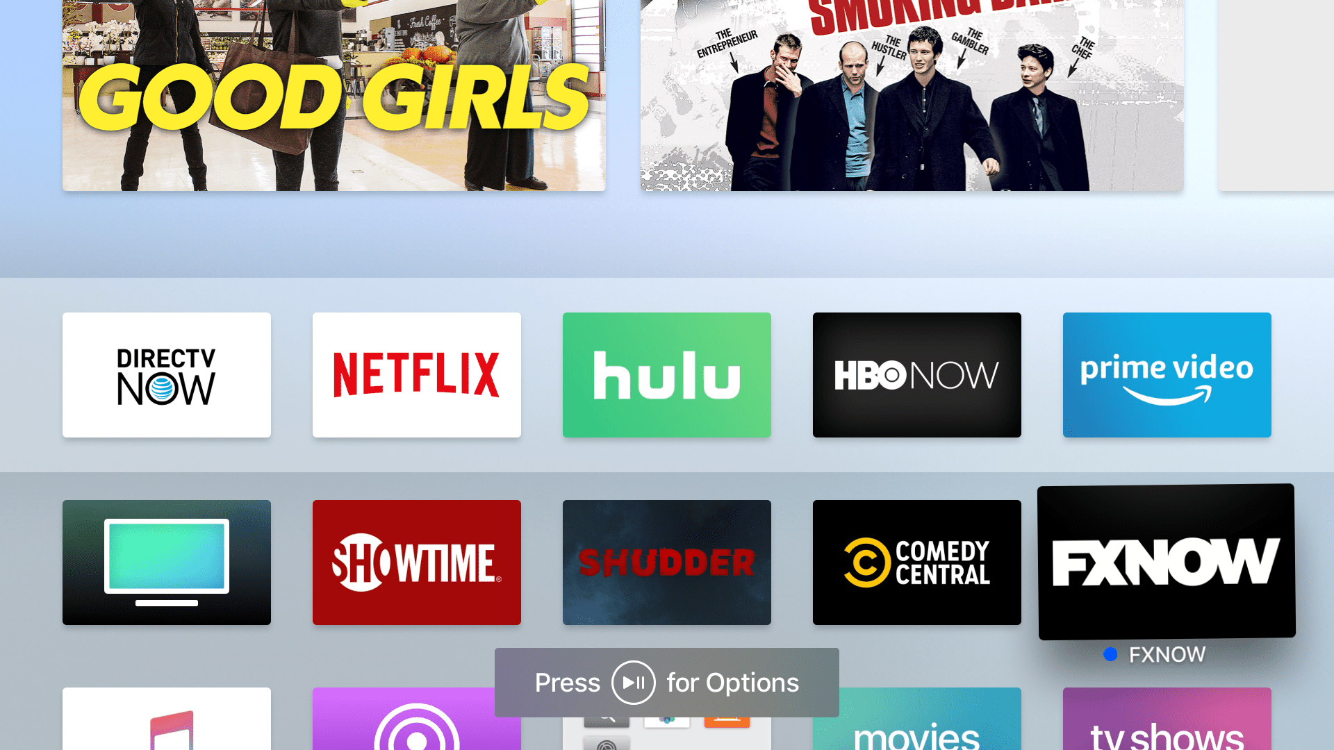 Apple TV -hem med app vald
