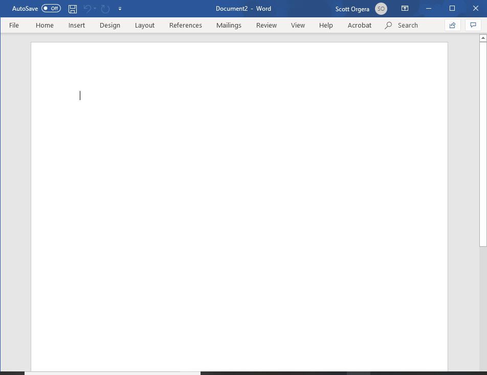 en skärmdump av Microsoft Word för Windows