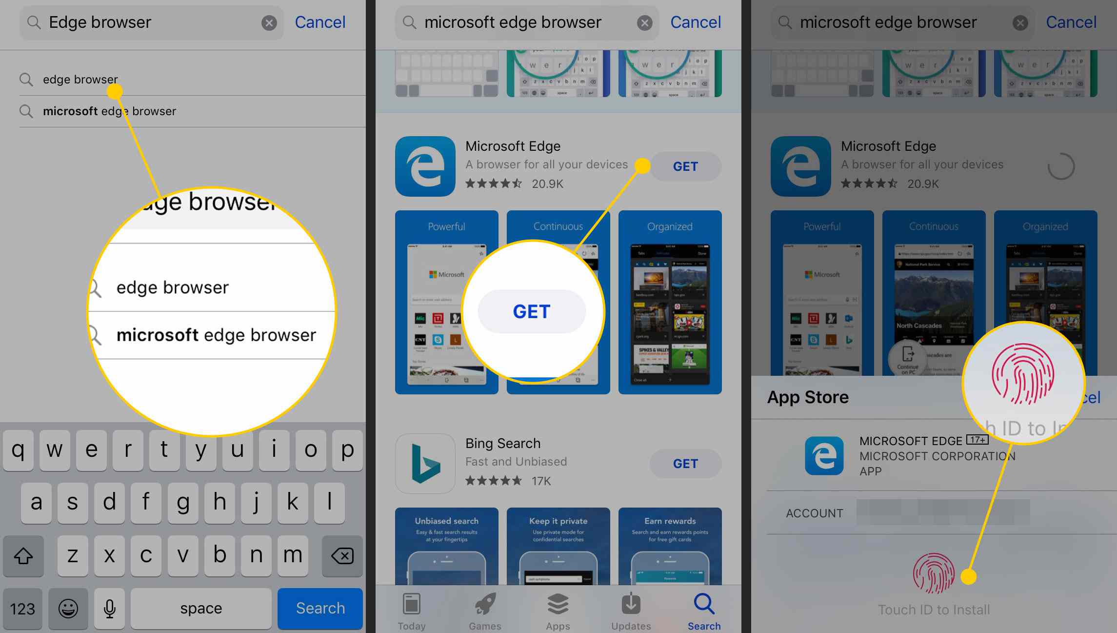 Installera Microsoft Edge från iOS App Store