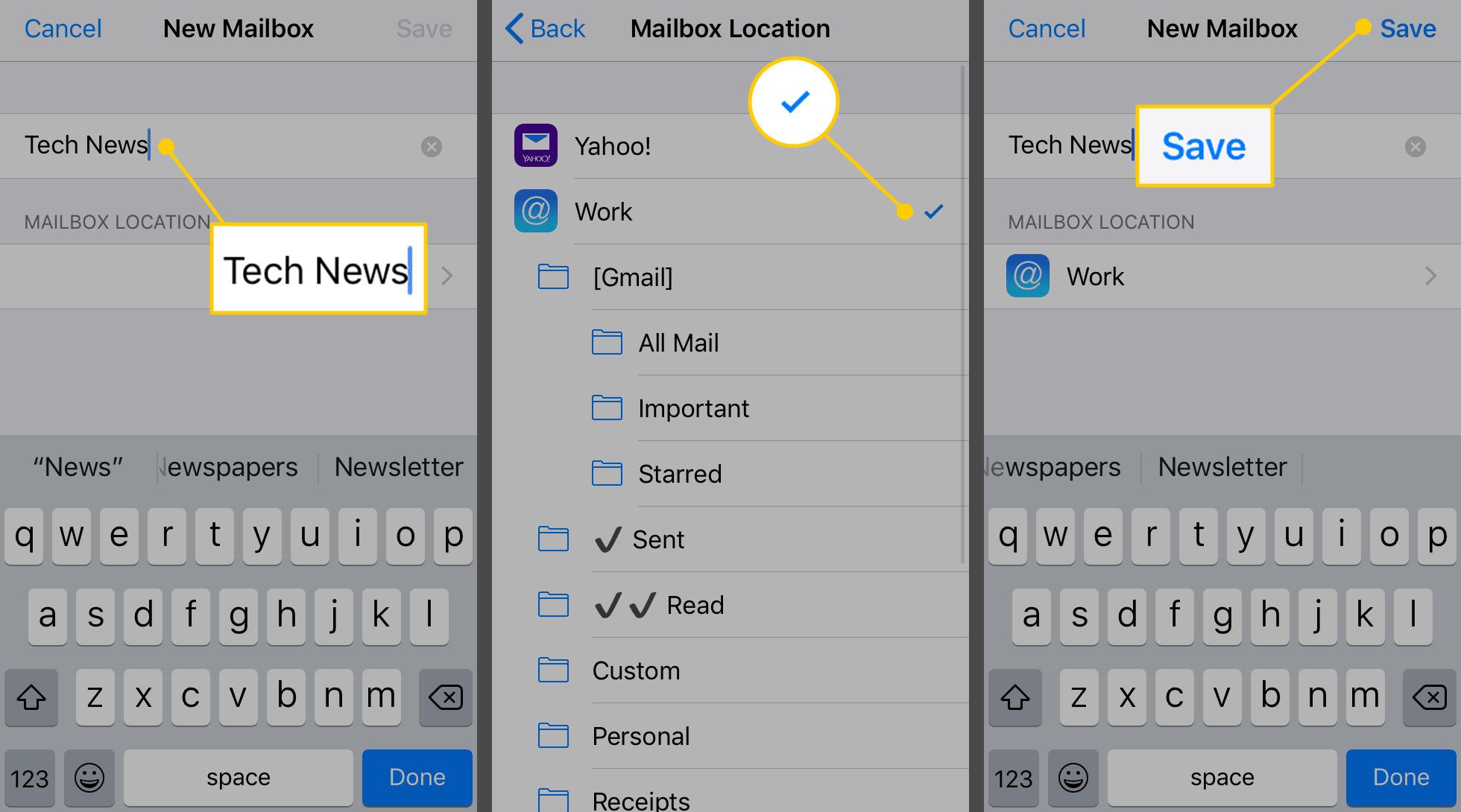 Skapa en ny brevlåda i iOS Mail