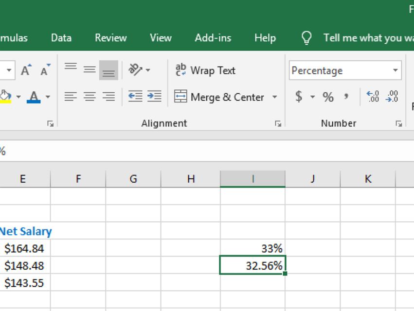 Tillämpa procentformatering i Excel