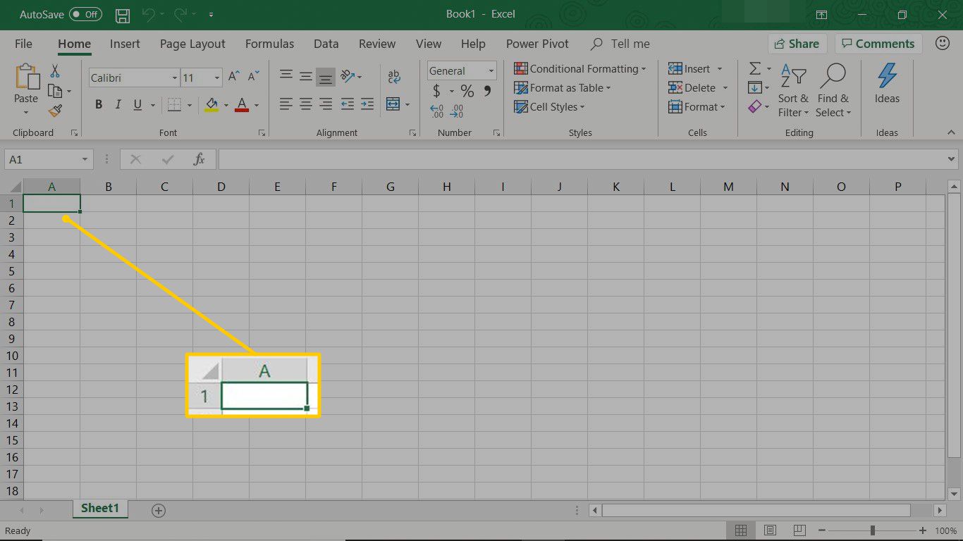 Aktiv cell i Excel