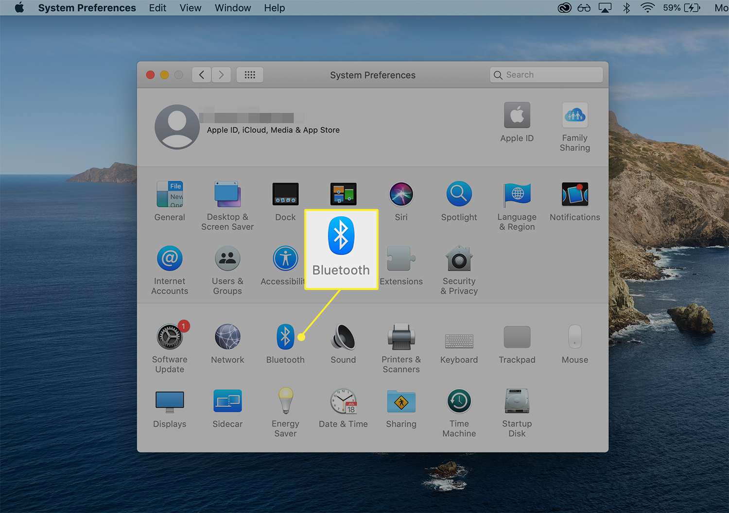 Bluetooth -ikon från Systeminställningar på macOS