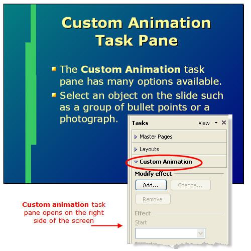 Välj ett objekt för att tillämpa den första animationen på bilden i Open Office Impress
