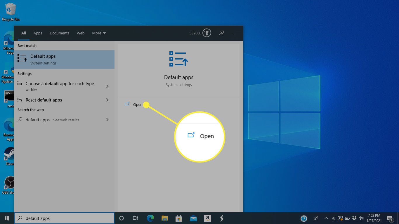 Kommandot Öppna i Windows 10