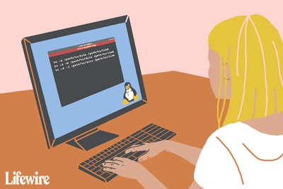 Illustration av en person som använder en Linux -dator
