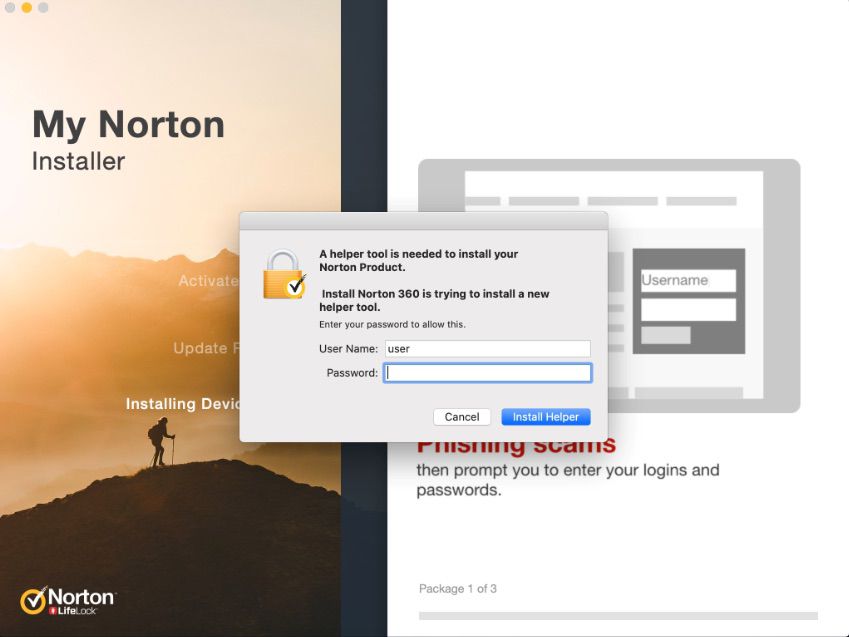 Kör Norton Installer -hjälpen