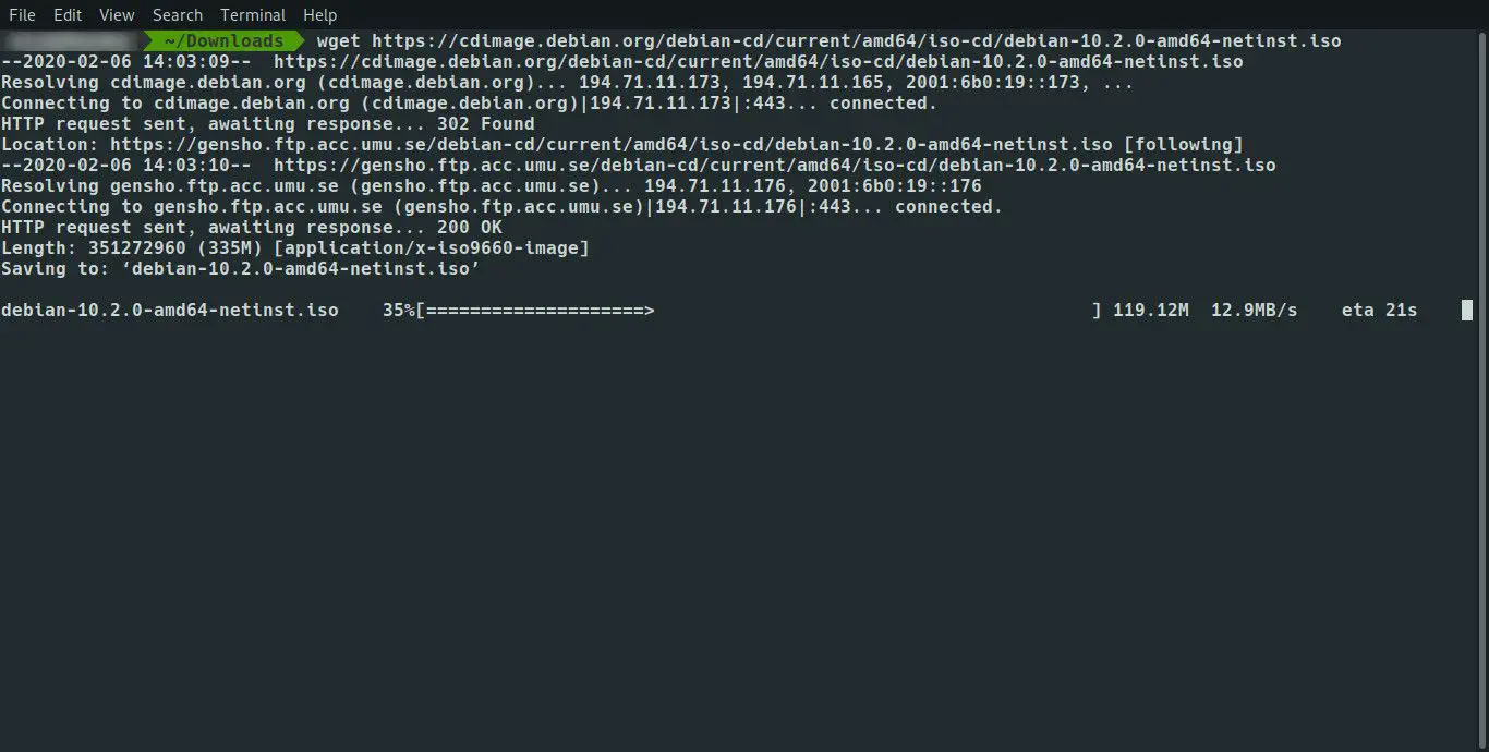 Linux wget -fil nedladdning