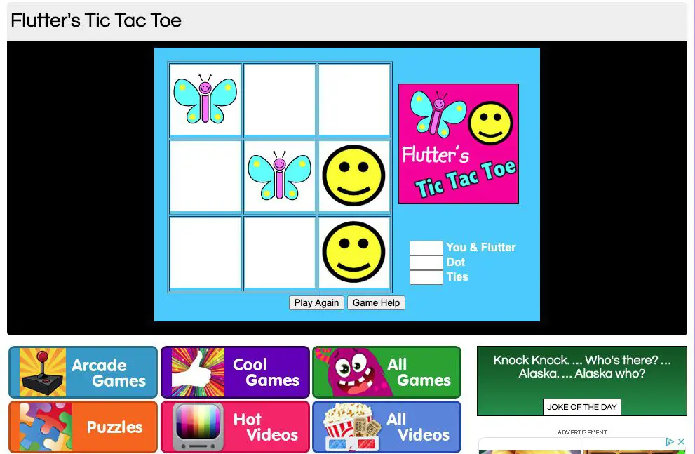 Flutter's Tic Tac Toe Miljöspel för barn