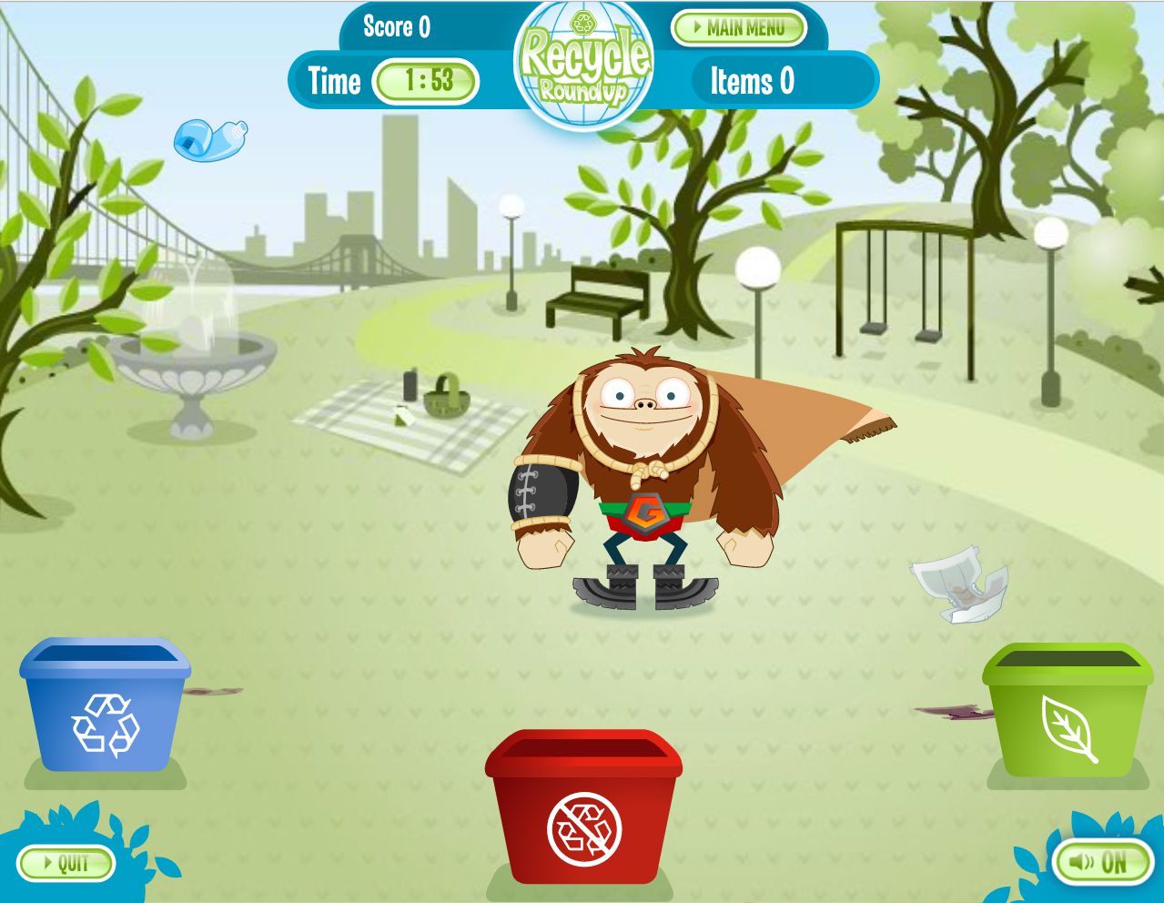 Återanvänd Roundup Earth Day -spel