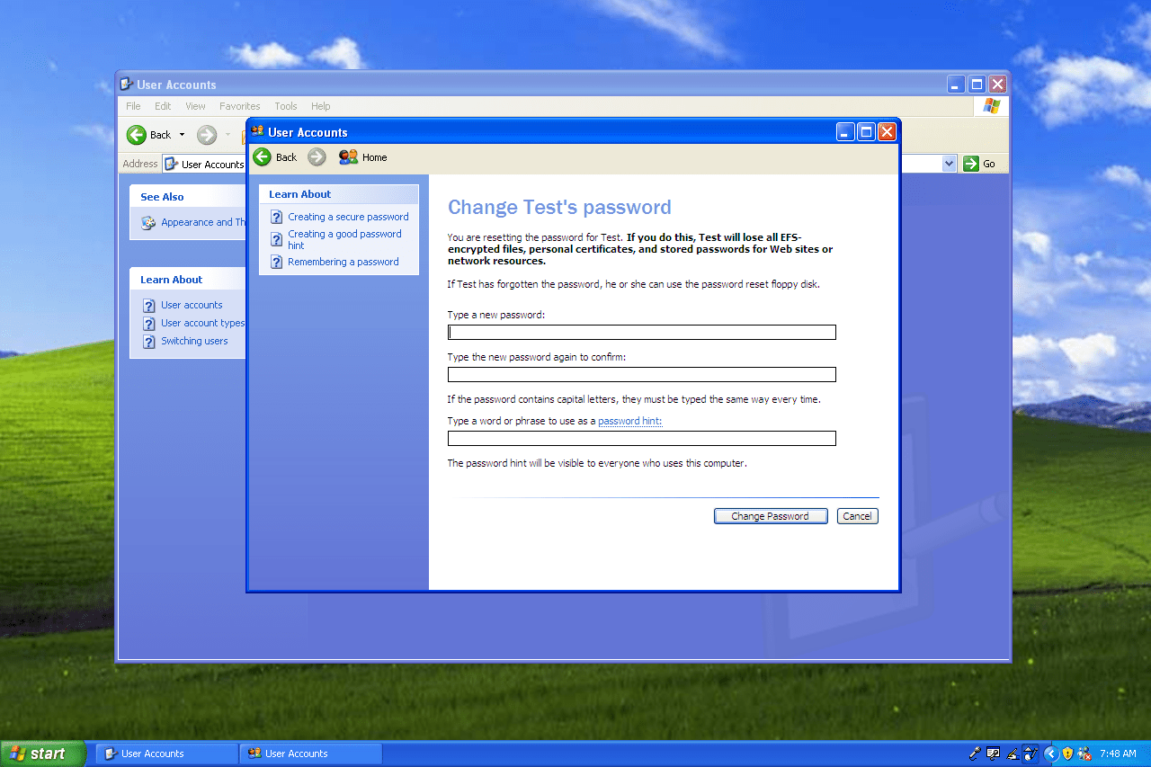 Ändra användarlösenordsskärmen i Windows XP