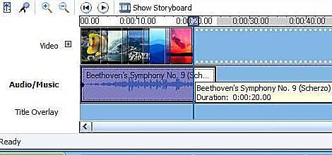 Skärmdump av redigering av ett musikspår.