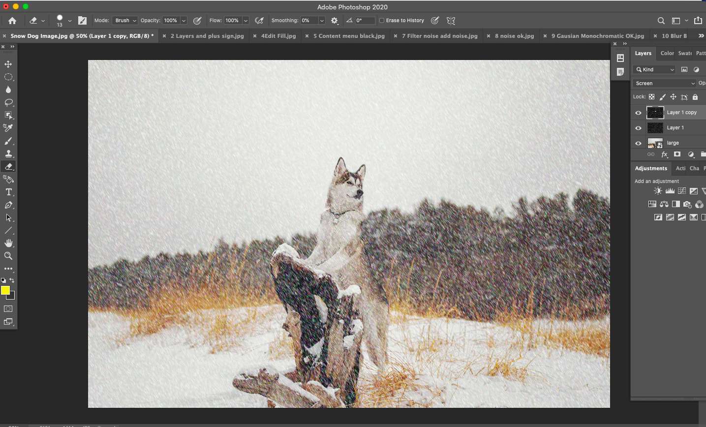 Slutbild av snö med Photoshop