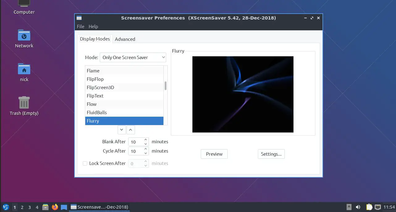 Inställningar för Lubuntu skärmsläckare