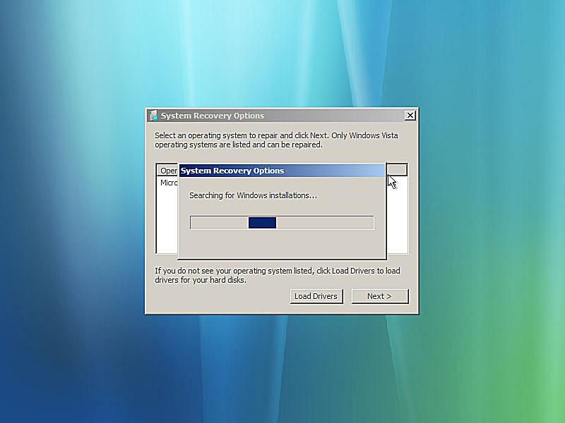 En skärmdump av Windows Vista Startup Repair som lokaliserar din dator