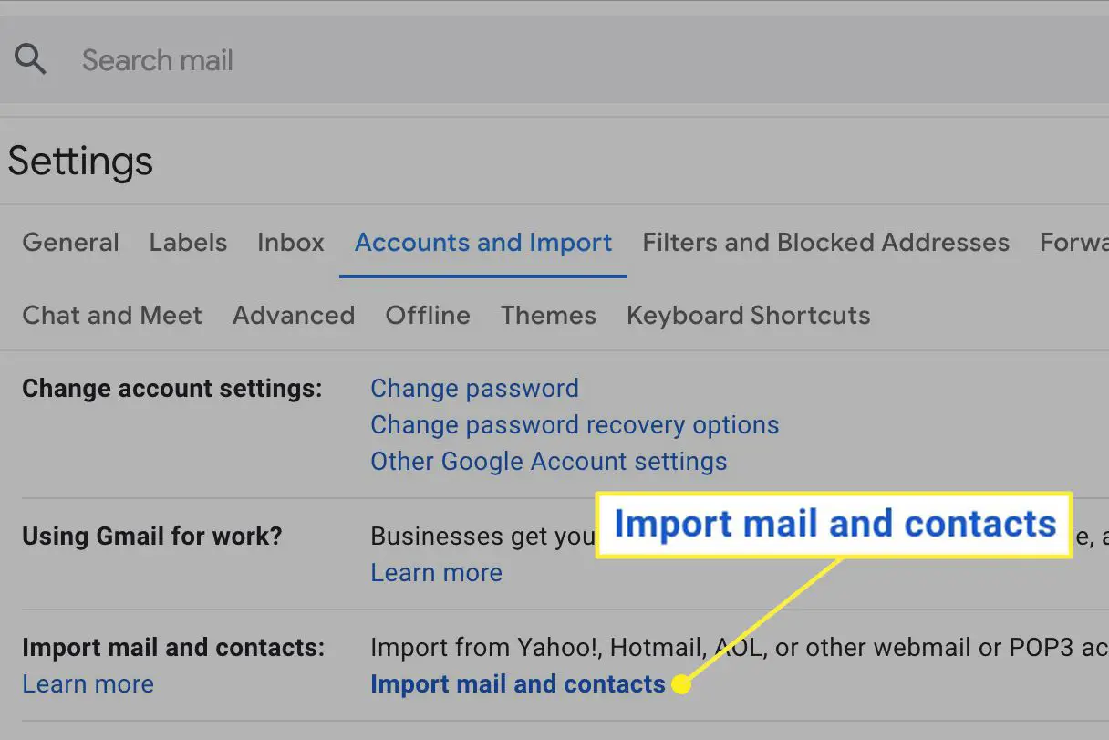 Importera e -post och kontaktlänk